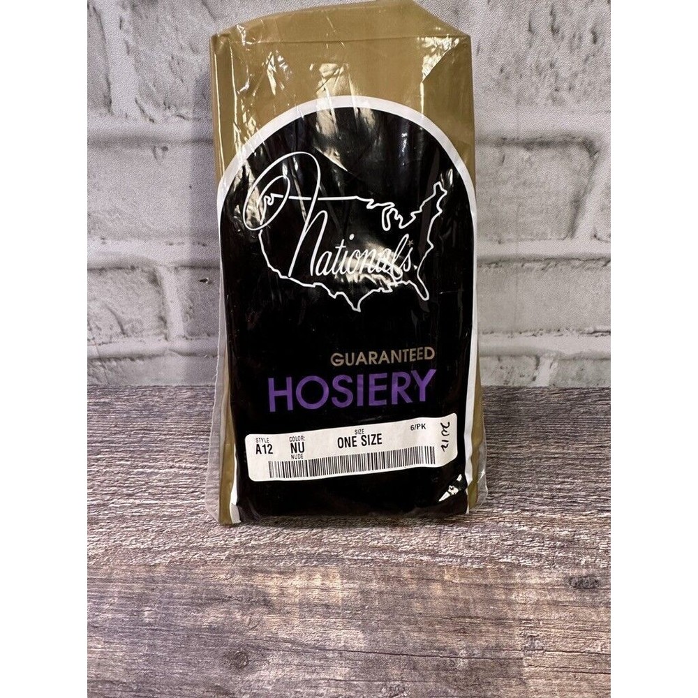 NOS NEW Vintage Nationals Hosiery A12 Nude One Size Knee Hi High Pantyhose 6 pr